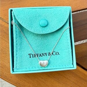 Tiffany & Co. Silver Elsa Peretti 12 mm bean pendant necklace 17” chain